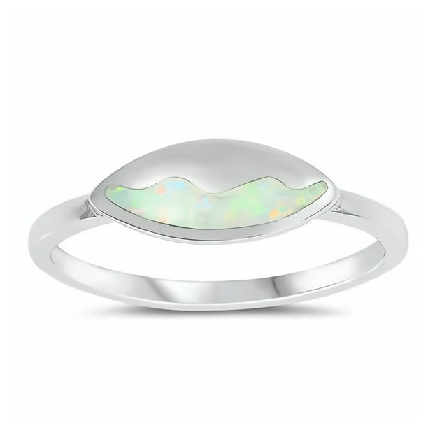 Hearts White Glitzs Jewels 925 Sterling Silver Created Opal Ring | Jewelry Gift for Women 